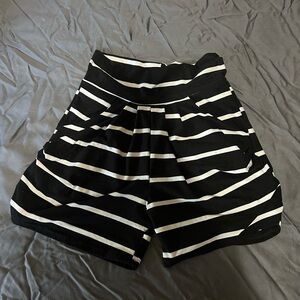 Black and White Striped Women's Shorts